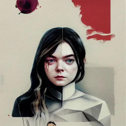 Prompt: Elle Fanning in Dishonored picture by Sachin Teng, asymmetrical, dark vibes, Realistic Painting , Organic painting, Matte Painting, geometric shapes, hard edges, graffiti, street art:2 by Sachin Teng:4