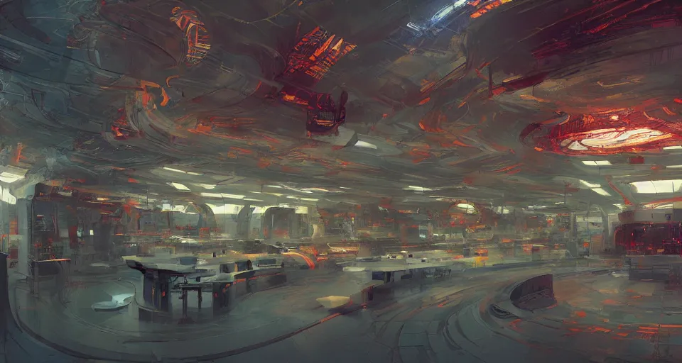 Image similar to futuristic lab interior, intricate, elegant, vivid colors, highly detailed, john park, craig mullins, sparth, ruan jia, jeffrey catherine jones