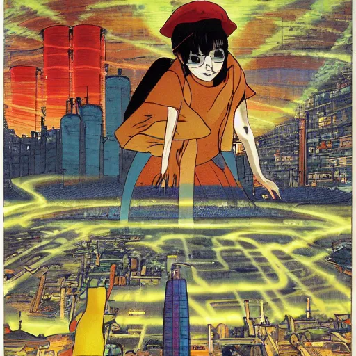 Prompt: nuclear power helping the planet by satoshi kon