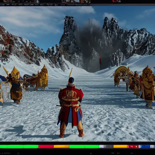 Image similar to genghis khan playing video games unreal engine 5