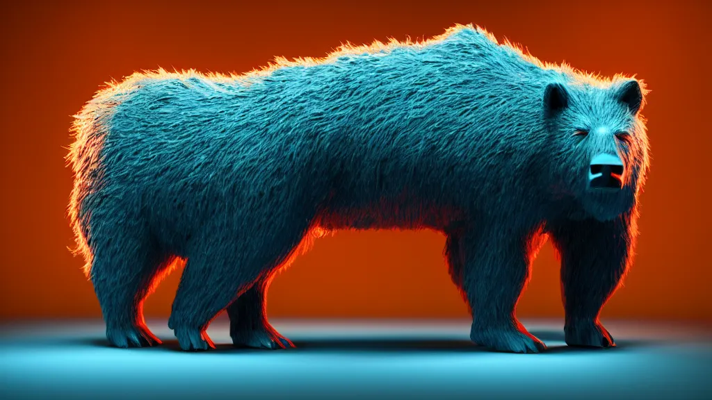 Prompt: manbearpig, 8k , orange teal lighting, volumetric lighting, moody lighting,