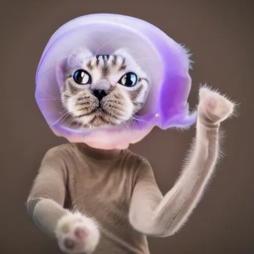 Image similar to a jellyfish - cat - hybrid, animal photography