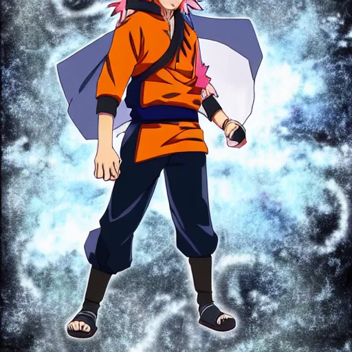 Image similar to an anime character that looks like naruto, goku, luffy