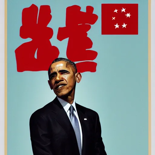 Prompt: barack obama in a chinese propaganda poster