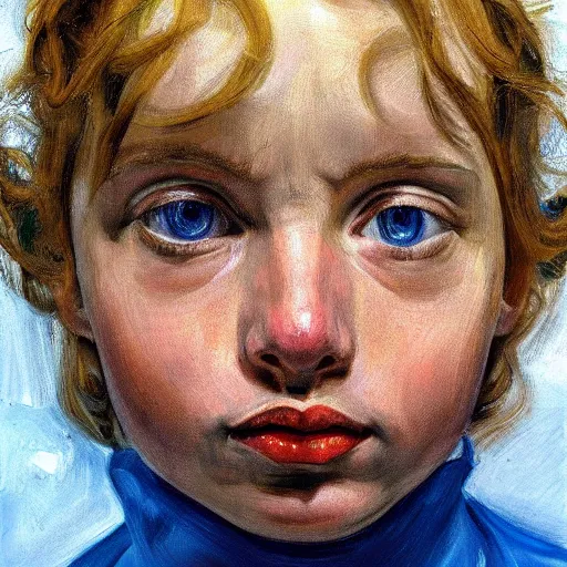 Prompt: high quality high detail painting by lucian freud, hd, blue hair girl portrait, photorealistic lighting