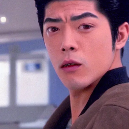 Image similar to a film still of Josuke Higashikata from Jojolion in ''Mulholland Drive''(2001)