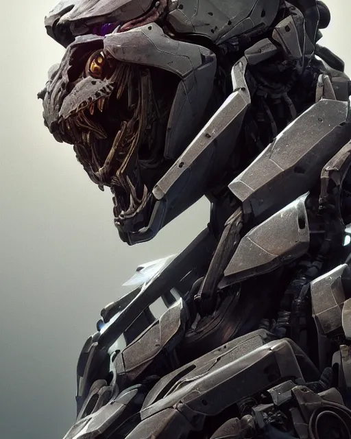 Image similar to a photorealistic 3D render portrait of a humanoid mech concept art with intricate mechanical systems, unreal engine, octane render, vitaly bulgarov artstation, daytoner artstation, complex hard surface shape design, detail grouping, detail echoing, cinematic lighting, hard surface character concept art, mike nash horizon zero dawn, Zbrush hard surface, futuristic mech character design, hyper realism, high detail, depth of field, stunning vfx, smooth gradients, high contrast, stunningly realistic, 8k resolution, cgsociety