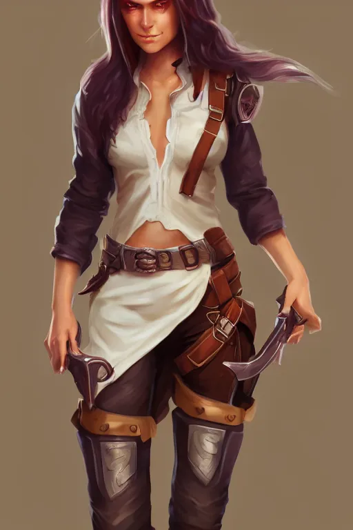 Image similar to full body, female cowgirl, perfect face, white blouse, holster, 8 k, magic the gathering, desert, d & d, artstation, high detail, smooth, sweaty character concepts by senior concept artist