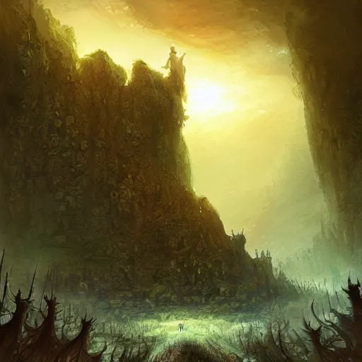 Prompt: epic fantasy scene inspired by Marc Simonetti