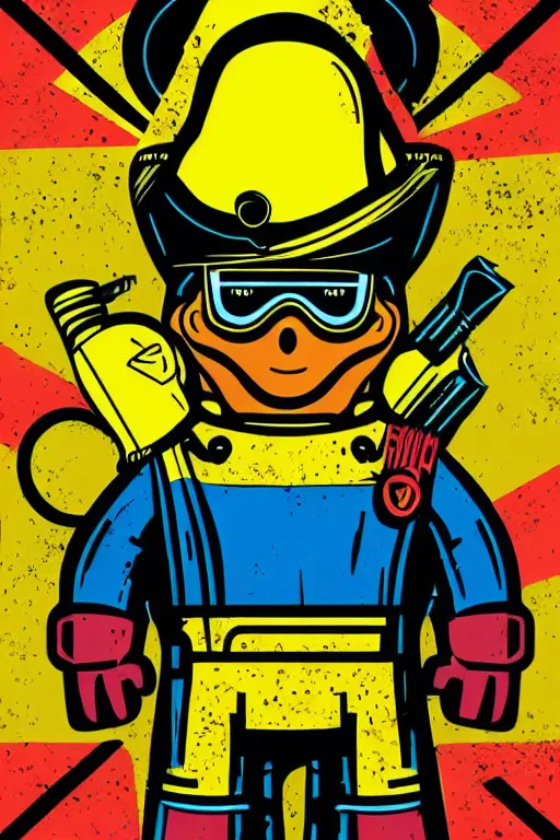 Image similar to fallout 7 6 retro futurist illustration art by butcher billy, sticker, colorful, illustration, highly detailed, simple, smooth and clean vector curves, no jagged lines, vector art, smooth andy warhol style