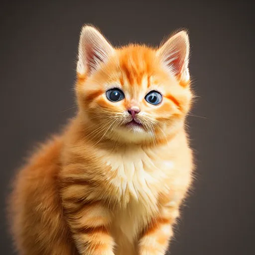 Prompt: cute fluffy orange tabby kitten, award winning photograph