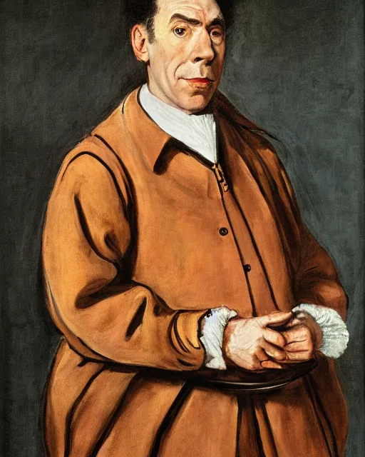 Prompt: a portrait of kramer from seinfeld by Frans Hals