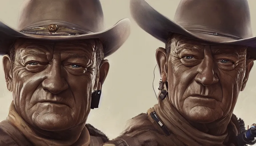 Image similar to Digital painting of John Wayne in Star Wars, hyperdetailed, artstation, cgsociety, 8k