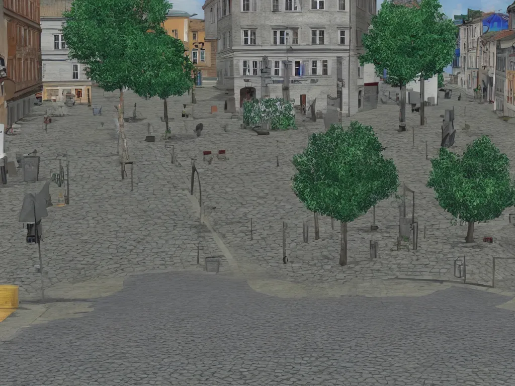 Prompt: Estonia Tartu streets as a PS1 first person video game