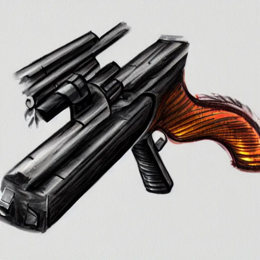 Prompt: a demonic gun, concept art,