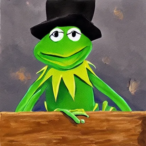 Image similar to “Painting of Kermit the Frog participating in the Revolutionary War, in the style of Don Troiani”