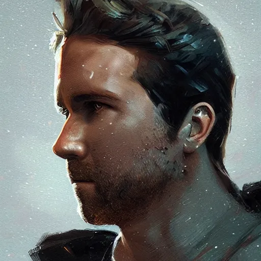 Image similar to “ portrait of ryan reynolds by greg rutkowski, young, attractive, highly detailed portrait, scifi, digital painting, artstation, concept art, smooth, sharp foccus ilustration, artstation hq ”