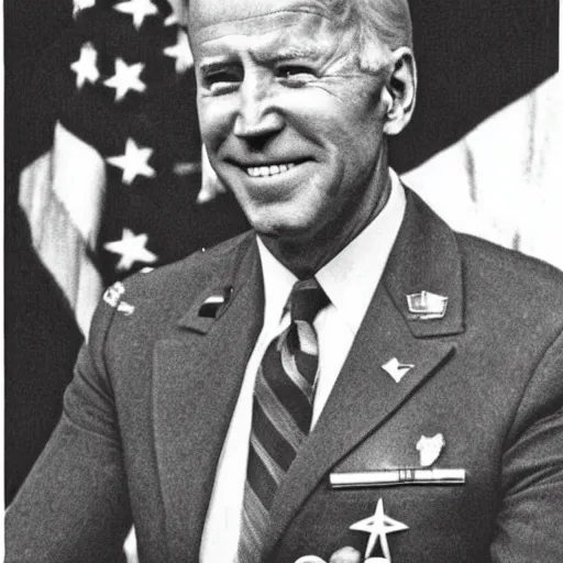Image similar to joe biden as if he was a soldier during ww 2, grainy colorized photo