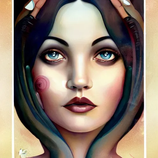 Image similar to an art nouveau, ( streamline moderne ), multi - racial portrait in the style of anna dittmann and charlie bowater and chanthara. very large, clear, expressive, and intelligent eyes. centered, ultrasharp focus, dramatic lighting, photorealistic digital matte painting, intricate symmetrical ultra detailed background.