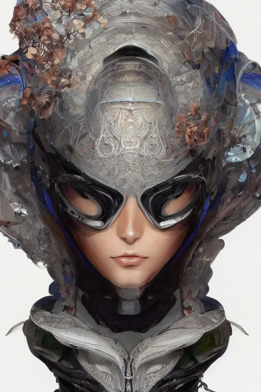 Prompt: organic cyborg head wrapped in silk, 3d, third person, sci-fi fantasy, intricate, elegant, highly detailed, lifelike, photorealistic, digital painting, artstation, illustration, concept art, sharp focus, art in the style of Shigenori Soejima