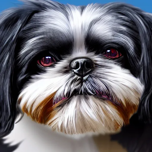 Prompt: highly detailed realistic digital art of a black shih tzu, 8k