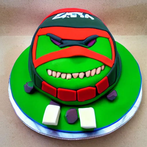 Image similar to high resolution photo of a tmnt cake, food photography, instagram, trending