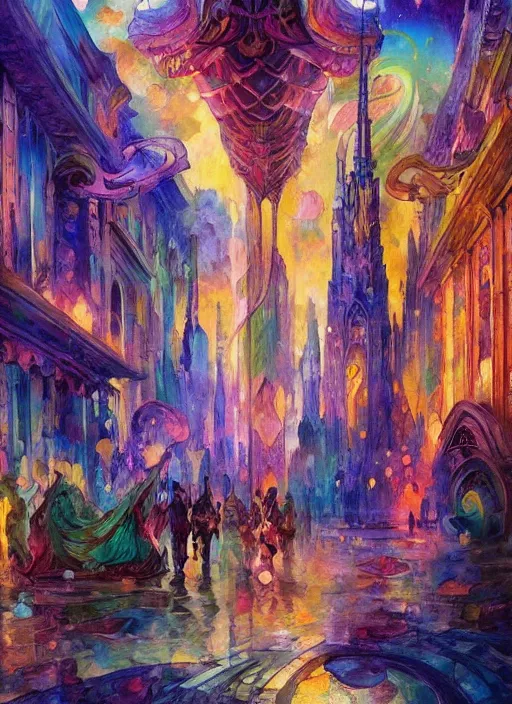 Image similar to ethereal city lost in time, art station, fauvism, art nouveau, felix kelly, johan grenier, hd, digital painting