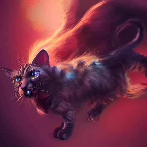 Image similar to a fusion of a cat and a demon, hyperdetailed, artstation, cgsociety, 8 k