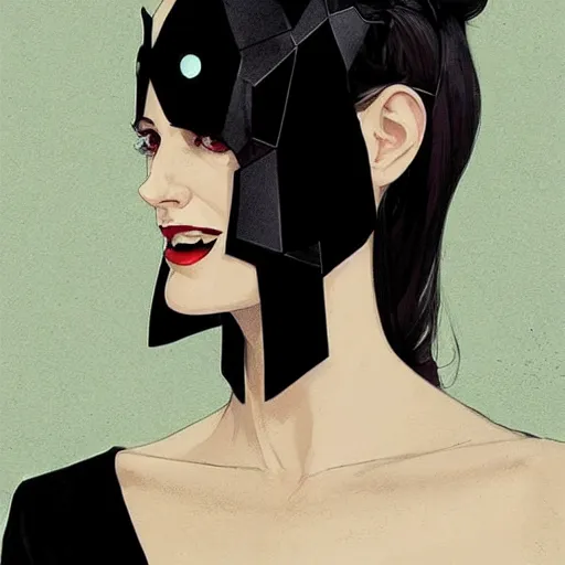 Prompt: Joshua Middleton comic art, wide shot, stunning elegant female Eva Green, spy, eye patch over left eye,beautiful evil smile, symmetrical face, symmetrical eyes, leather clothing, long straight green black hair, full body, Midnight pattern