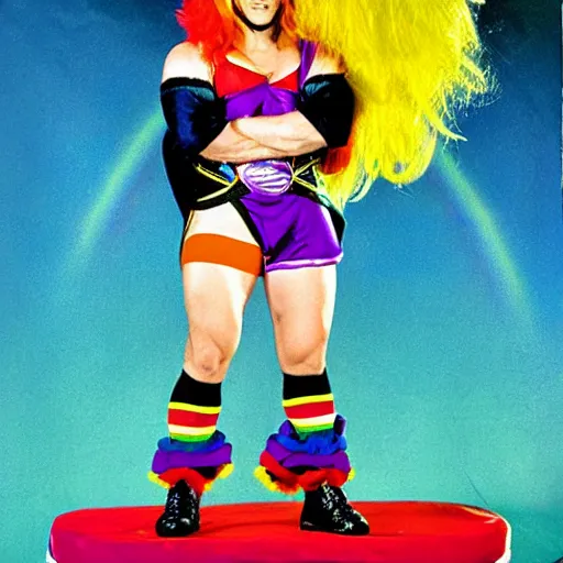 Prompt: rainbow brite as a pro wrestler