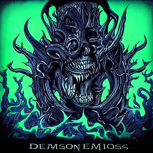 Prompt: detailed cover art for a song called demons by wickedup nuke