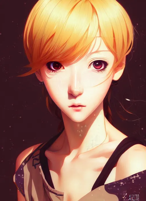 Image similar to portrait of beautiful young anime girl, cute-fine-face, pretty face, realistic shaded Perfect face, fine details. Anime, cyberpunk, highly detailed, artstation, illustration, art by Ilya Kuvshinov and Gustav Klimt and final fantasy