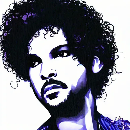 Prompt: a portrait of prince in the style of the a - ha take on me video - n 4