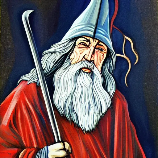 Prompt: gandalf as art deco, painting