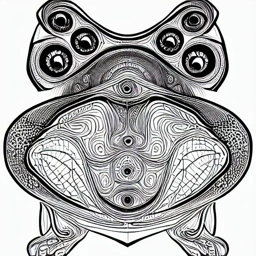 Image similar to a symmetrical portrait illustration of a wise frog black and white hand drawn sketch on artstation 4 k intricate extremely detailed digital art by alex grey