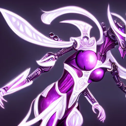 Image similar to highly detailed exquisite fanart, of a beautiful female warframe, but as a robot dragon with glowing purple eyes, shiny silver armor with fuchsia accents, engraved, elegant pose, close-up shot, epic cinematic shot, sharp claws for hands, professional digital art, high end digital art, singular, realistic, DeviantArt, artstation, Furaffinity, 8k HD render