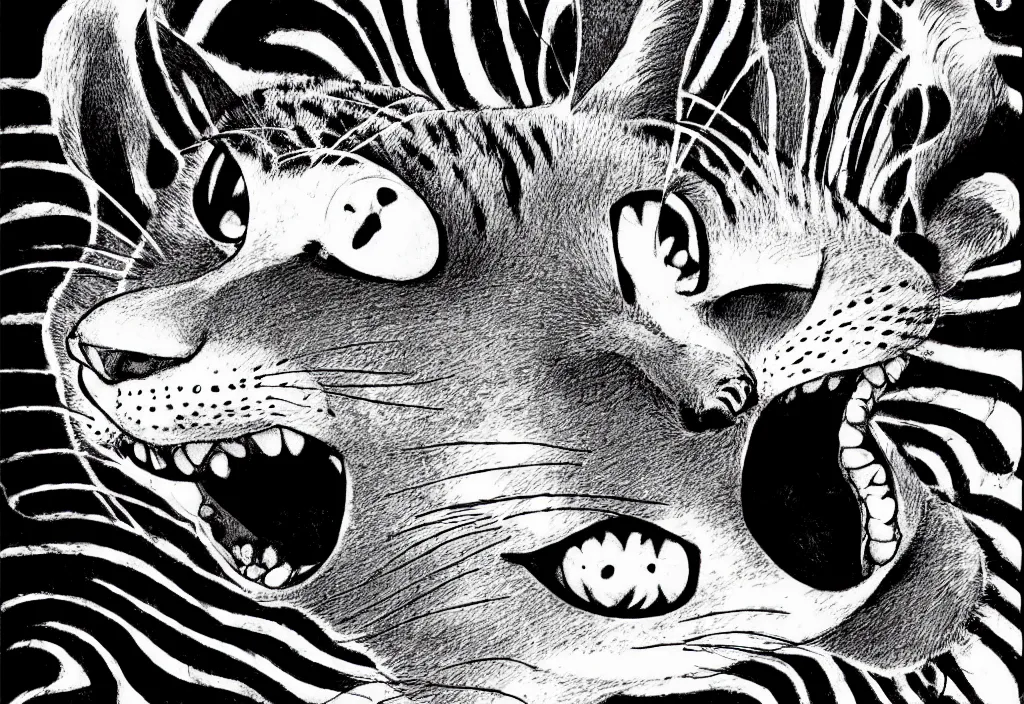 Image similar to smiling cat by junji ito