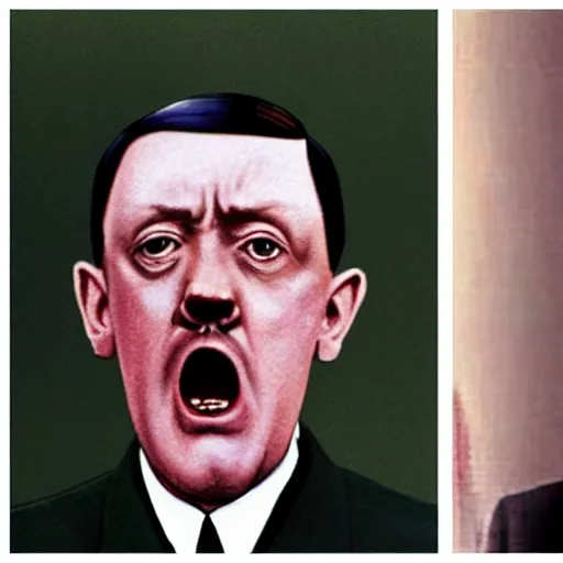 Image similar to adold hitler as an skinny old whimp crying like a baby