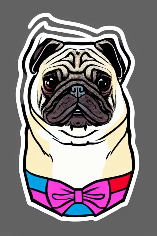 Image similar to Portrait of a bi chungus pug, sticker, colorful, illustration, highly detailed, simple, smooth and clean vector curves, no jagged lines, vector art, smooth