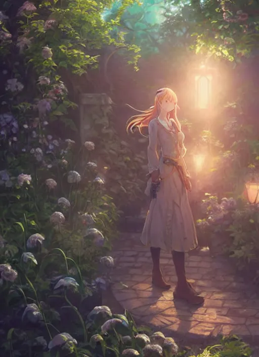 Image similar to a portrait of the emerald herald in the garden, intricate, tone mapped, ambient lighting, highly detailed, digital painting, concept art, sharp focus, by makoto shinkai and akihiko yoshida and hidari and wlop