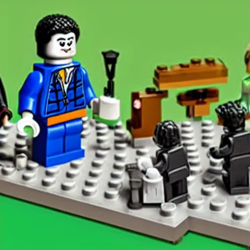 Image similar to a picture of a pastor preaching to his congregation, in the style of LEGO, standing behind a puplit highly detailed