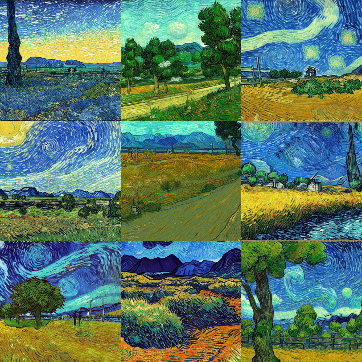 Prompt: Makoto Shinkai landscape drawn in Van Gogh style