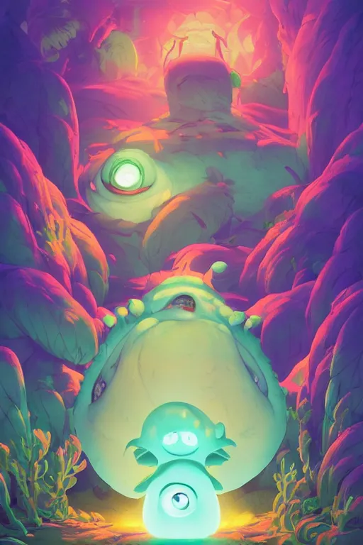 Image similar to smurf ghost creature animal sushi cristal very big eye roots cactus elemental flush of force nature micro world fluo fishscale, behance hd by jesper ejsing, by rhads, makoto shinkai and lois van baarle, ilya kuvshinov, rossdraws radiating a glowing aura global illumination ray tracing hdr