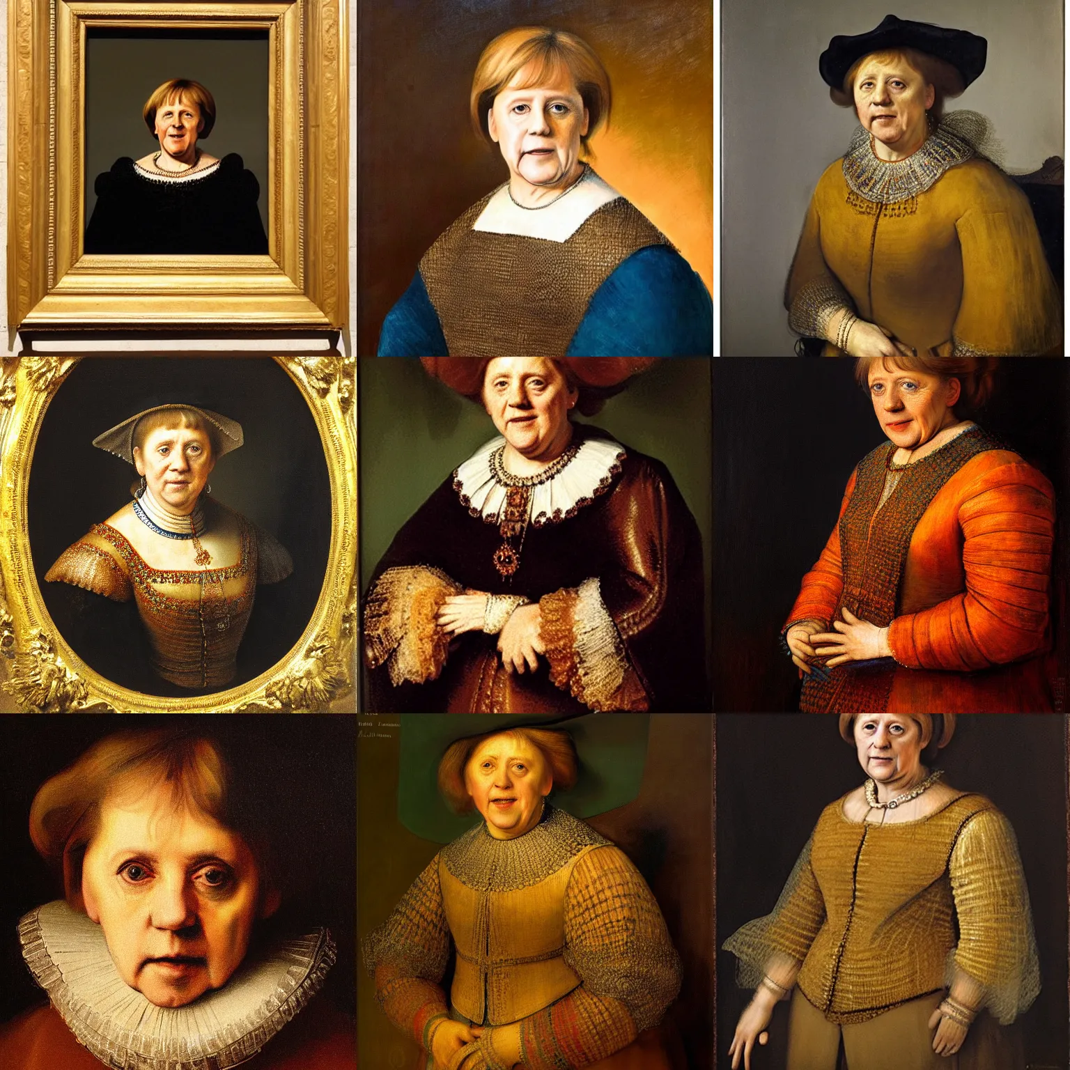 Prompt: portrait of angela merkel, by rembrandt