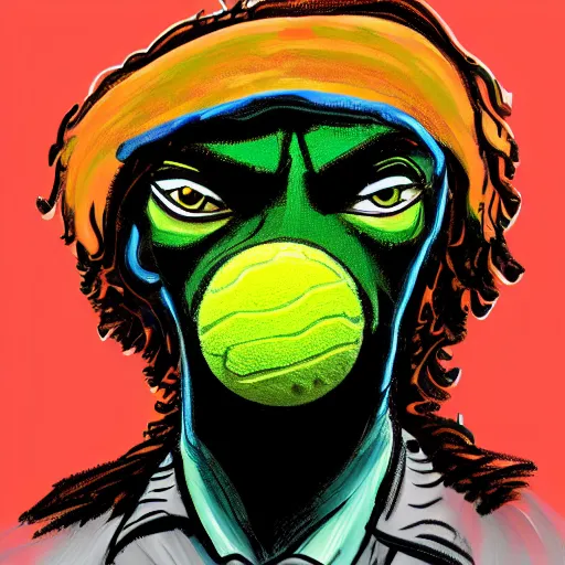 Image similar to snoop dogg tennis ball monster ,tennis ball, colorful, digital art, fantasy,chalk, magic, trending on artstation, ultra detailed, professional illustration by Basil Gogos