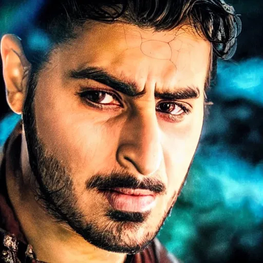 Image similar to close - up of an attractive kurdish singer in a movie directed by christopher nolan, movie still frame, promotional image, imax 7 0 mm footage