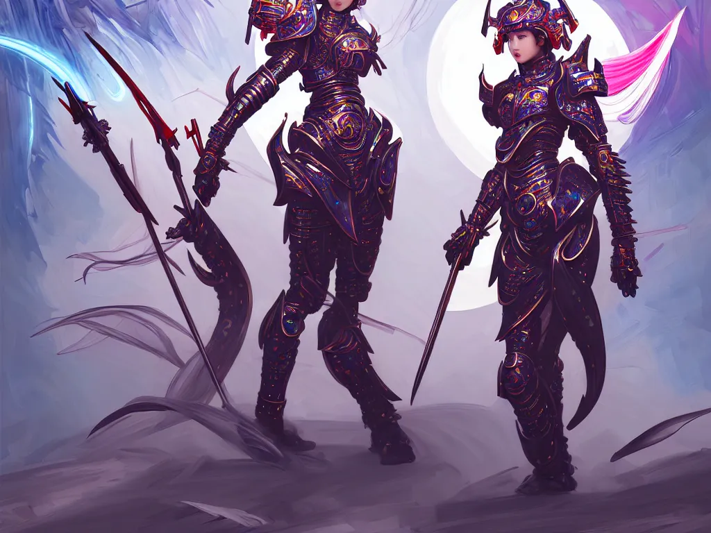 Prompt: full body portrait hero action pose of futuristic female knights of zodiac, abstract chinese dragon concept art, at future neon tokyo light temple, ssci - fi and fantasy, intricate and very very beautiful and elegant, highly detailed, digital painting, artstation, sharp focus, illustration, art by tan zi and ayanamikodon and alphonse mucha and wlop