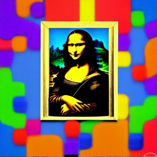 Image similar to Mona Lisa made out of Wonka nerds