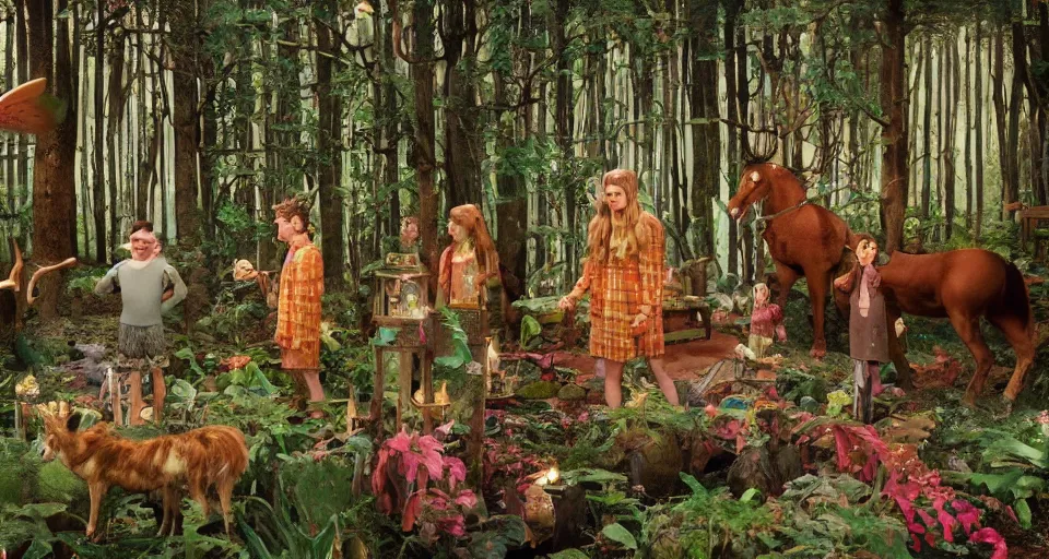 Prompt: Enchanted and magic forest, by Wes Anderson,