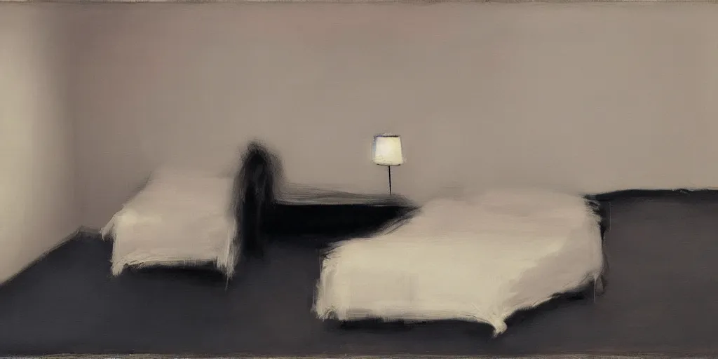 Image similar to lovers melting into a bed, void of darkness, Todd Hido, Edward Hopper, Mark Rothko, Cy Twombly